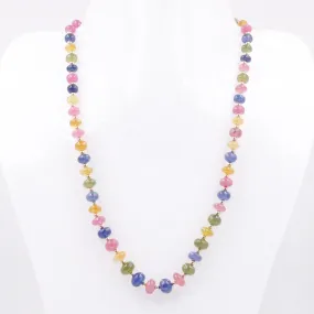 14KY MultiColor Sapphire Necklace Polished Rondelle Gemstone Necklace Beaded Necklace Sapphire Necklace SKU 6143140