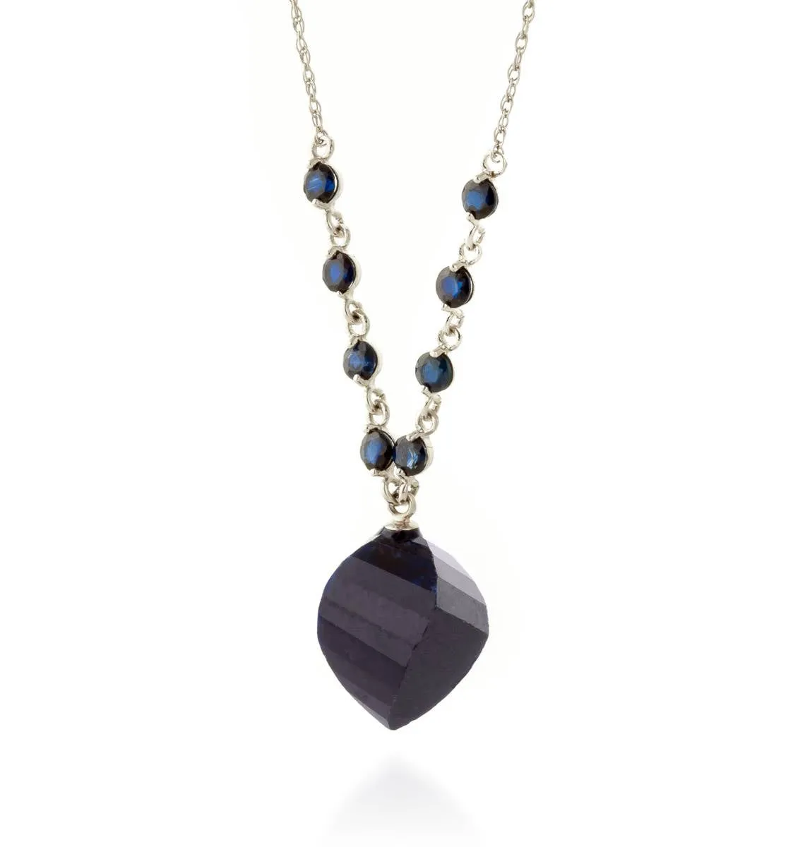 16.25 Carat 14K Solid White Gold Love The Hunt Sapphire Necklace
