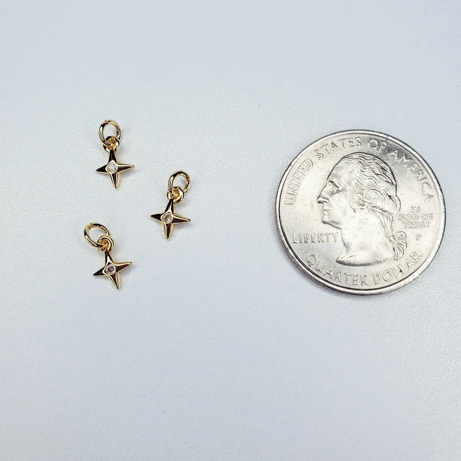 16k Gold Filled Dainty Celestial North Star Cubic Zirconia Charm