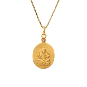 18 Kt Gold Ganesha Pendant with Yellow Sapphire Mount