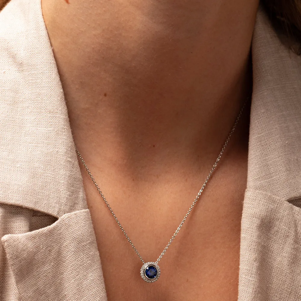 18ct White Gold Sapphire & Diamond Isla Pendant