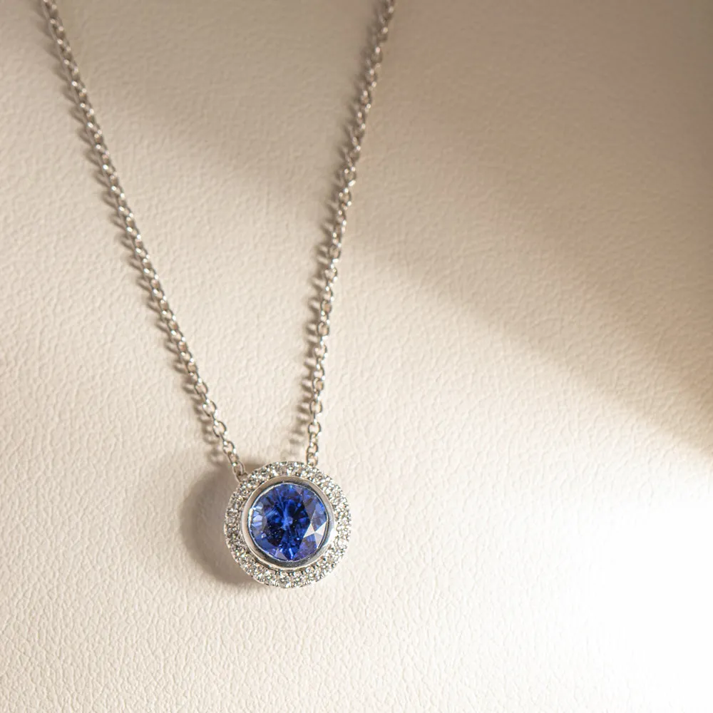 18ct White Gold Sapphire & Diamond Isla Pendant
