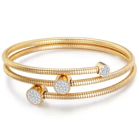 18K Gold & Cz Wrap Bangle Bracelet