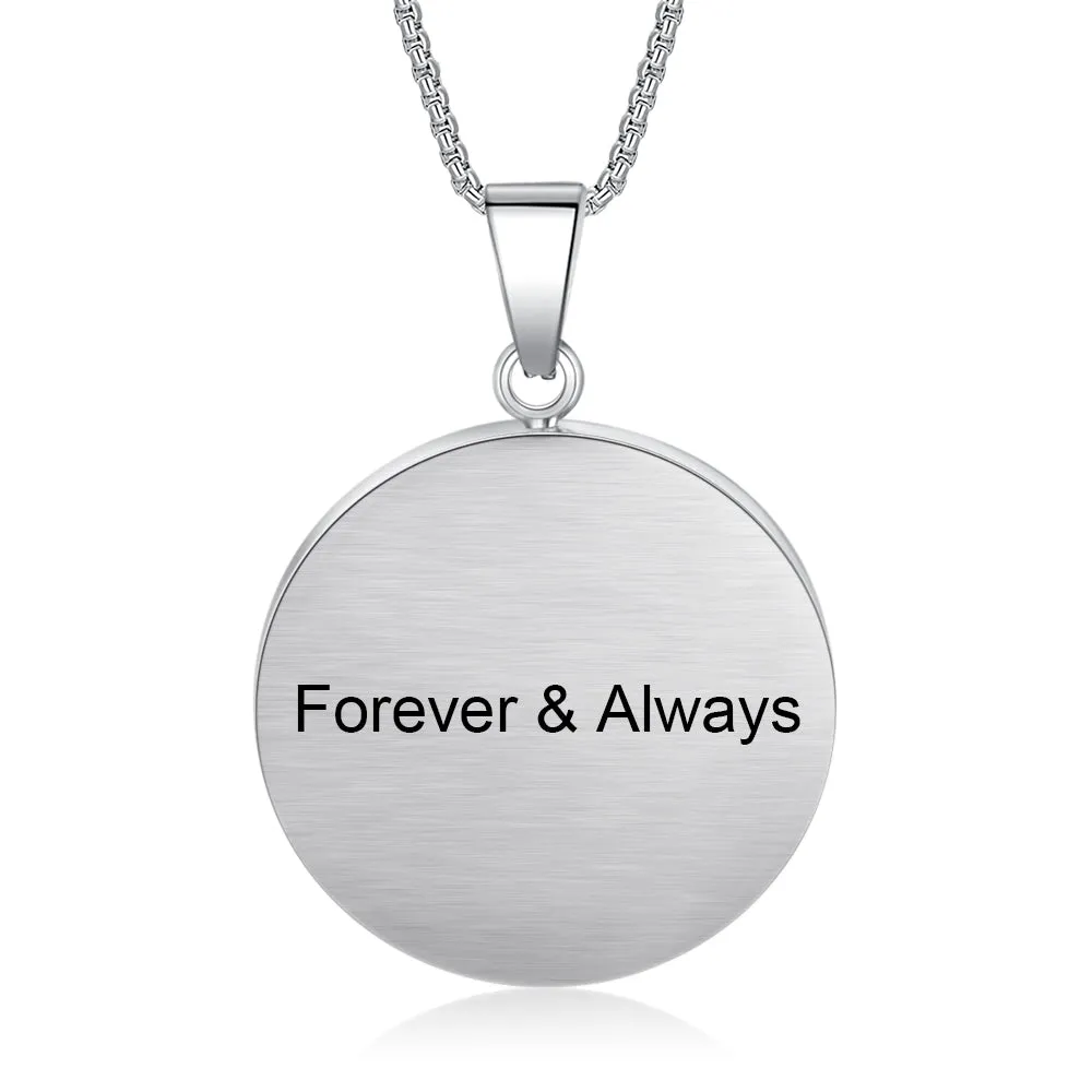 18K Gold Plated Custom Round Photo Necklace With CZ Stone