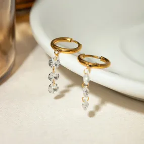 18K Gold   Zircon Drops Huggies