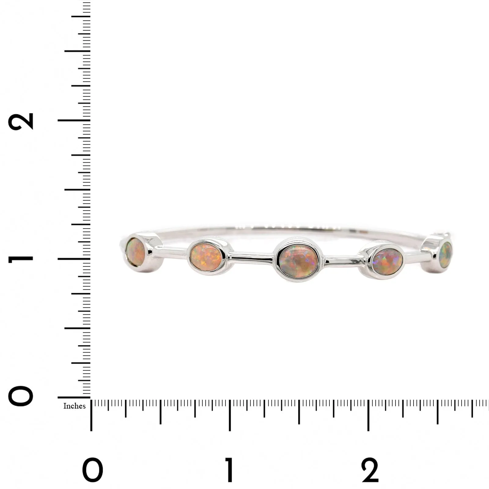 18K White Gold Bezel Set Oval Opal Bangle Bracelet