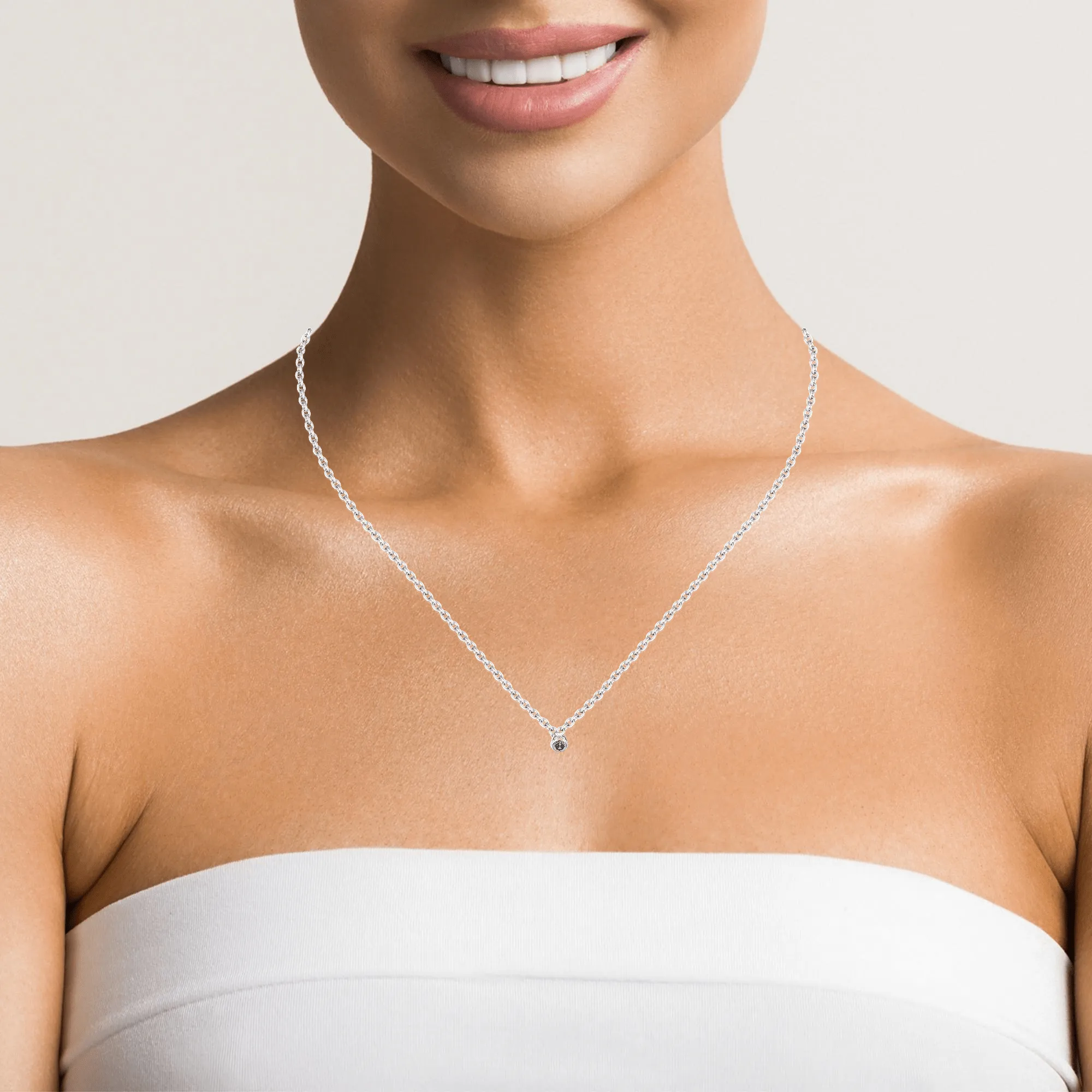 18K White Gold Sapphire Pendant Necklace