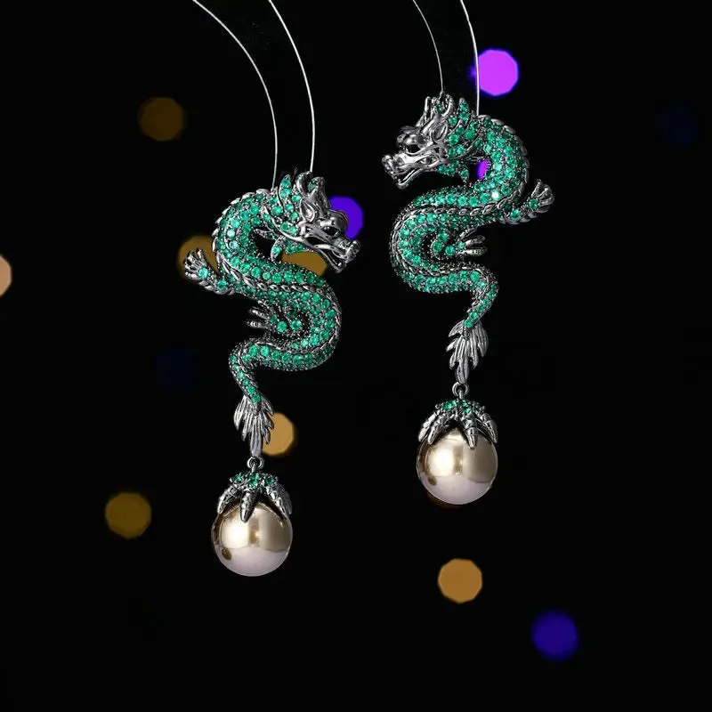 2024 Cubic Zirconia Pearl Dragon Earrings Banquet Dress Women Jewely Accessories LYX280