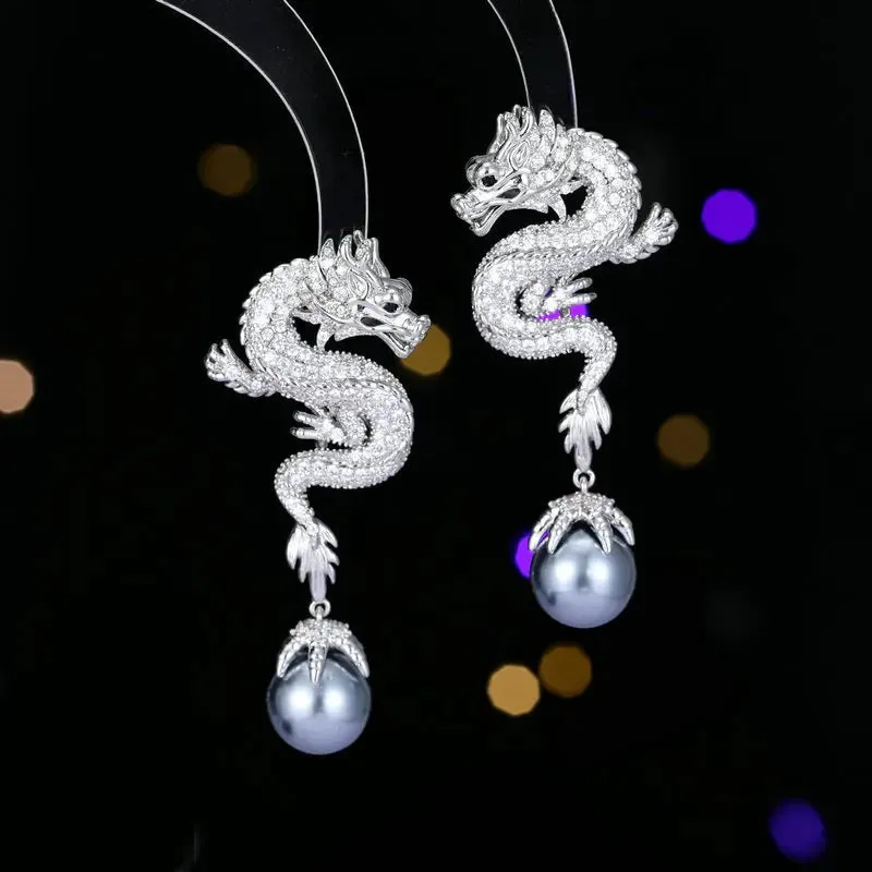 2024 Cubic Zirconia Pearl Dragon Earrings Banquet Dress Women Jewely Accessories LYX280