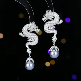 2024 Cubic Zirconia Pearl Dragon Earrings Banquet Dress Women Jewely Accessories LYX280