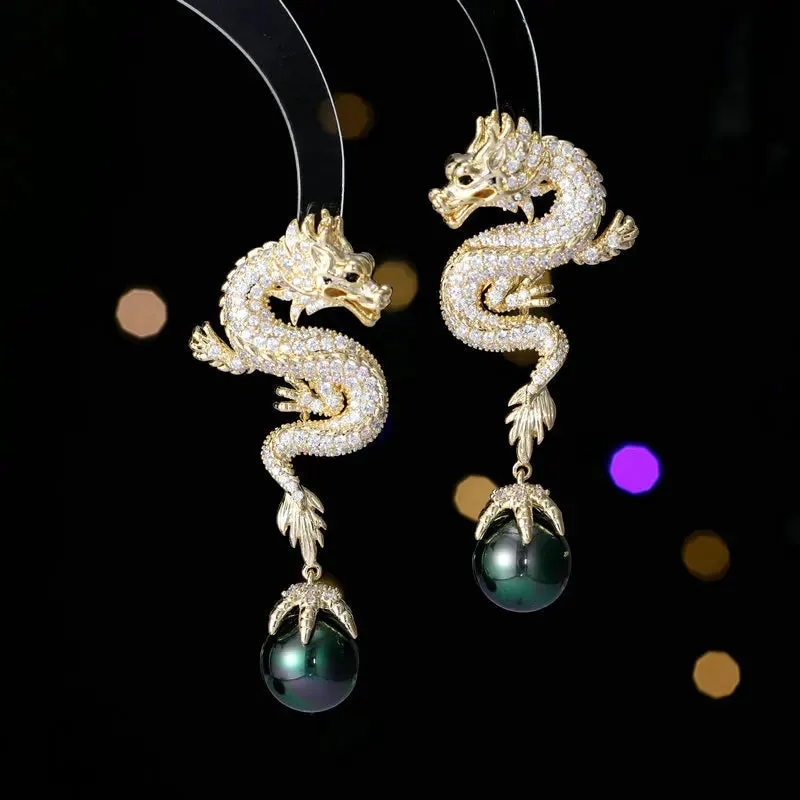 2024 Cubic Zirconia Pearl Dragon Earrings Banquet Dress Women Jewely Accessories LYX280