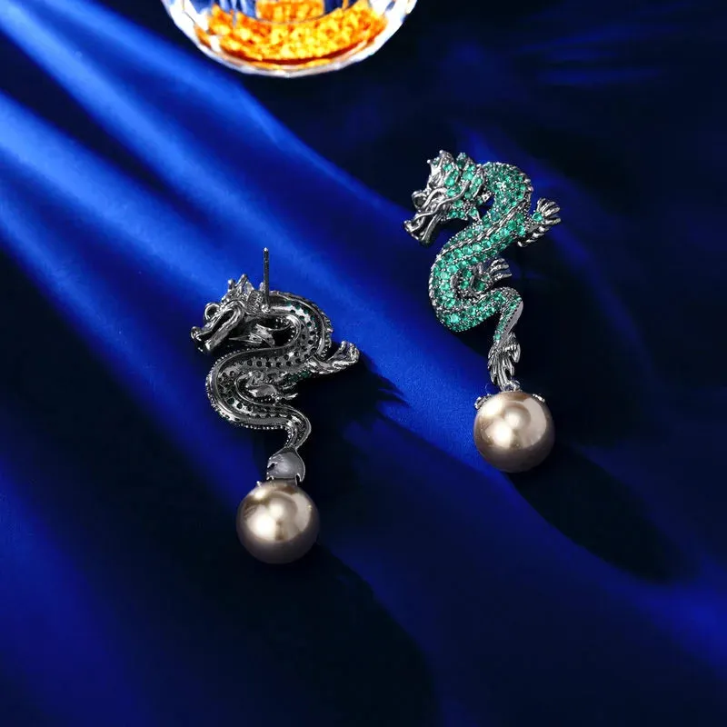 2024 Cubic Zirconia Pearl Dragon Earrings Banquet Dress Women Jewely Accessories LYX280