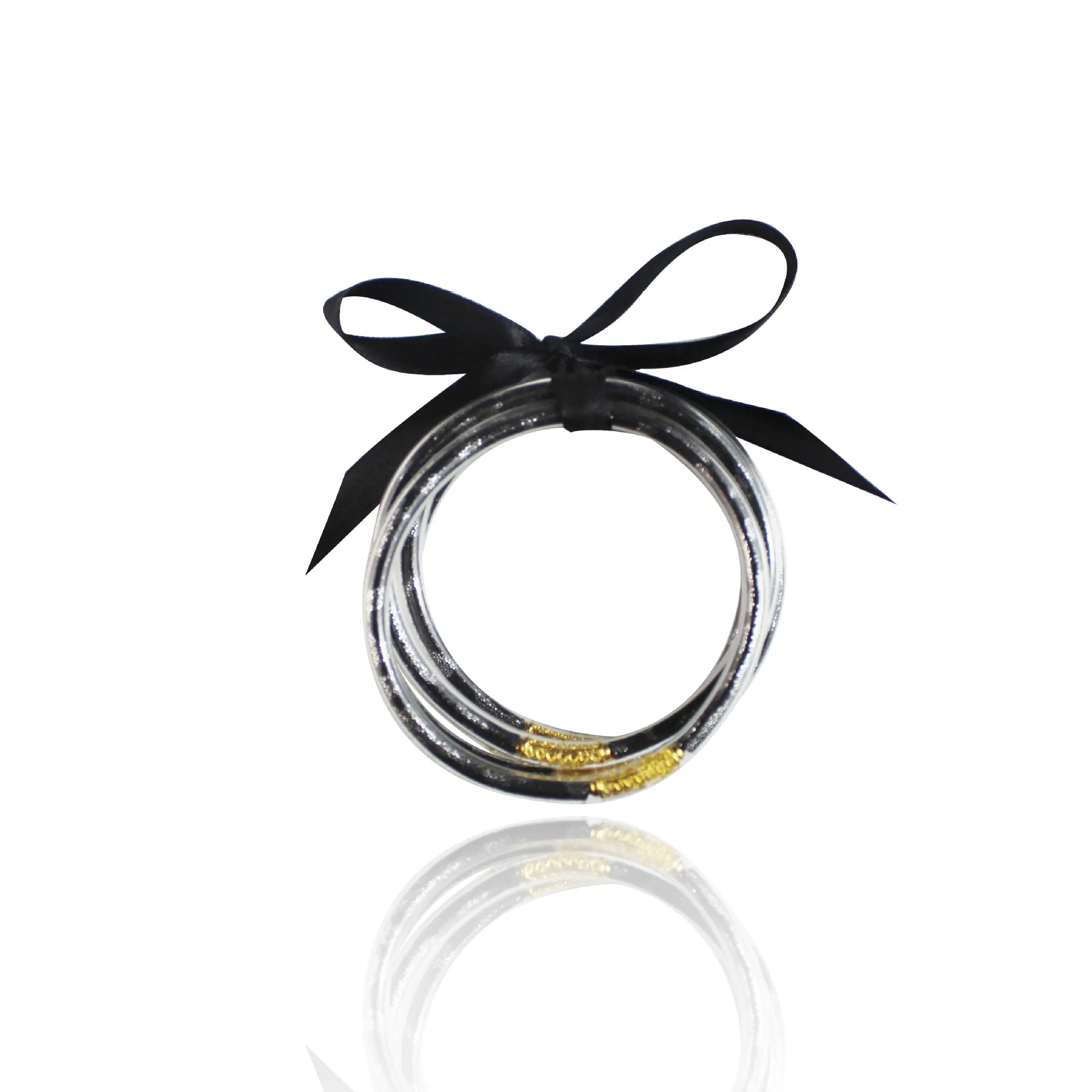 2x Halloween Xmas Christmas Gifts Decoration Five-Layer Gold Powder Bracelet Mixed Color Ribbon Tied Bracelet