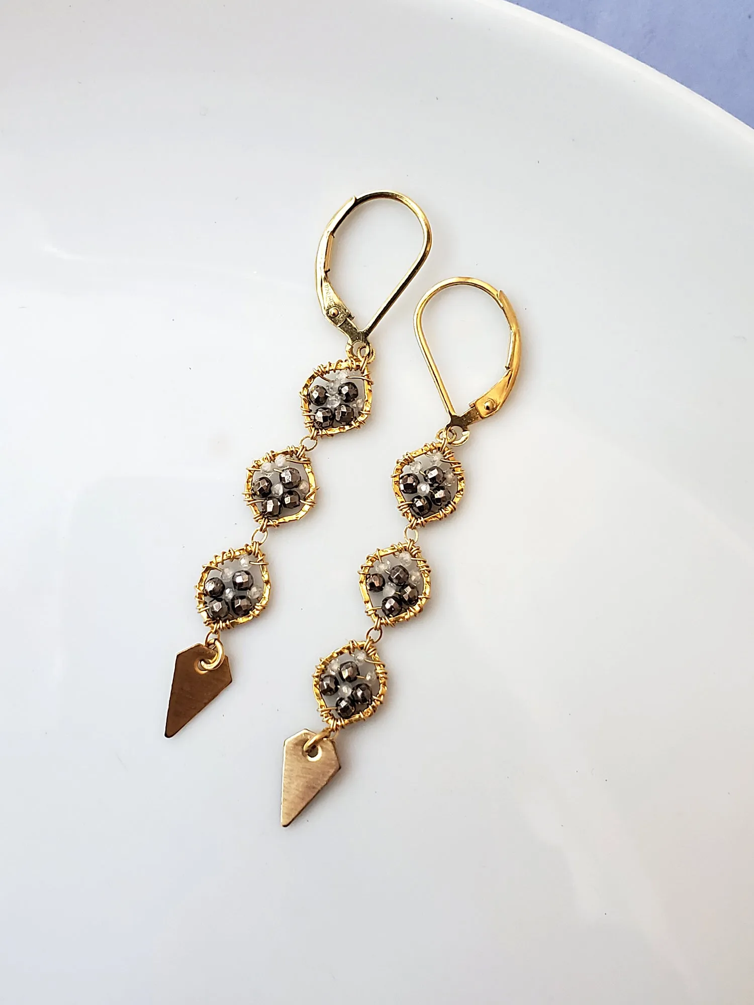 3 Circle Gold Drop Earring