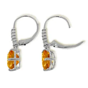 3.15 Carat 14K Solid White Gold Cheerful Heart Citrine Diamond Earrings