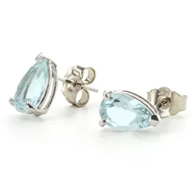 3.15 Carat 14K Solid White Gold Talk To Flowers Aquamarine Earrings