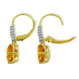 3.15 Carat 14K Solid Yellow Gold Violeta Citrine Diamond Earrings