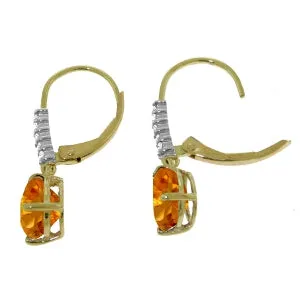 3.15 Carat 14K Solid Yellow Gold Violeta Citrine Diamond Earrings