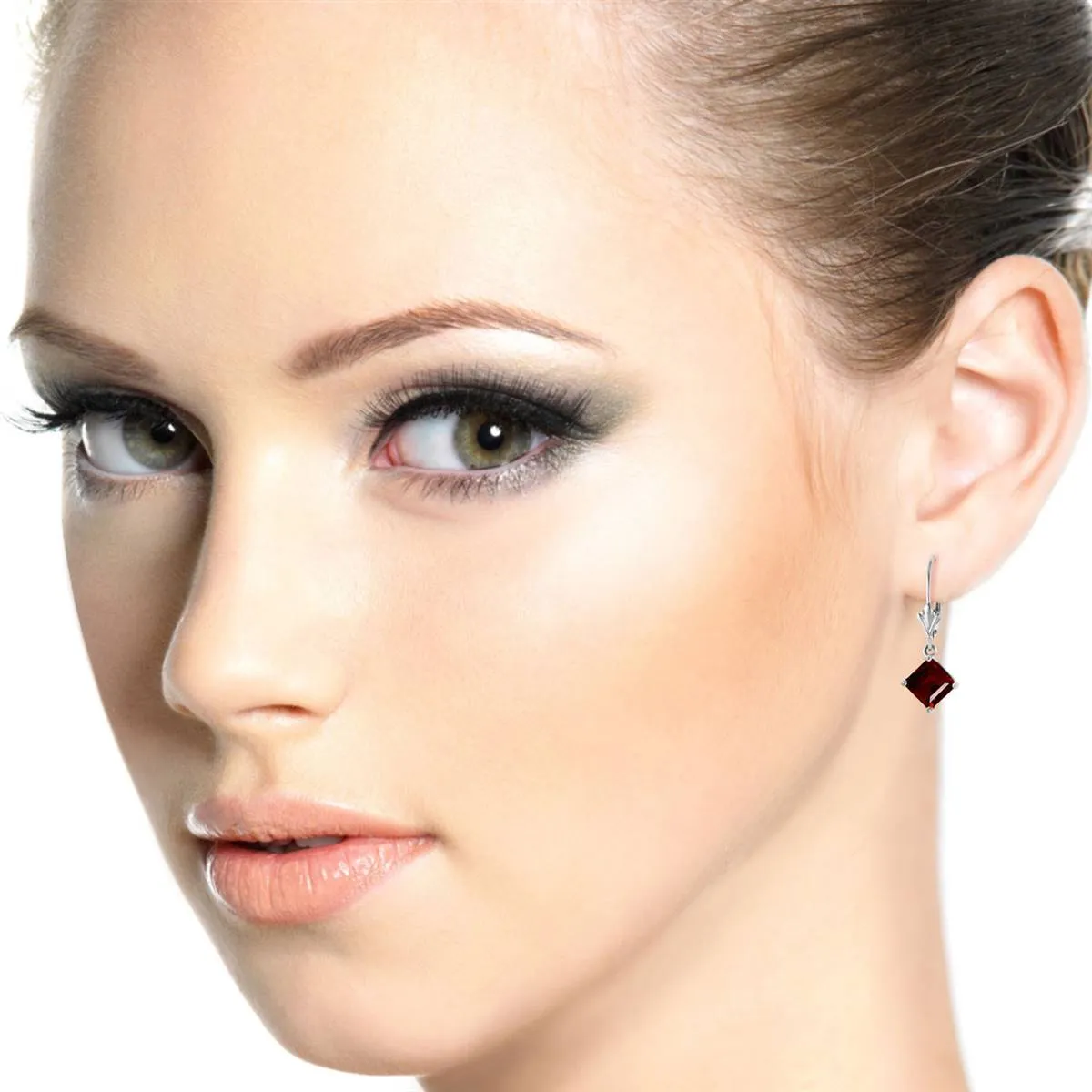 3.2 Carat 14K Solid White Gold Smile From The Heart Garnet Earrings