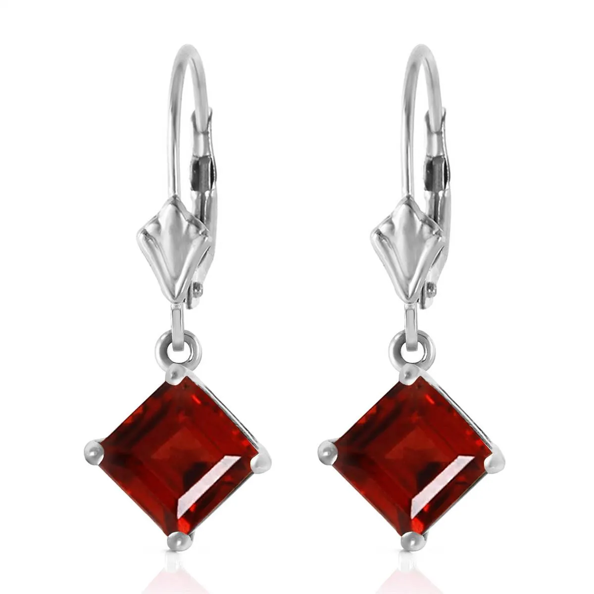 3.2 Carat 14K Solid White Gold Smile From The Heart Garnet Earrings