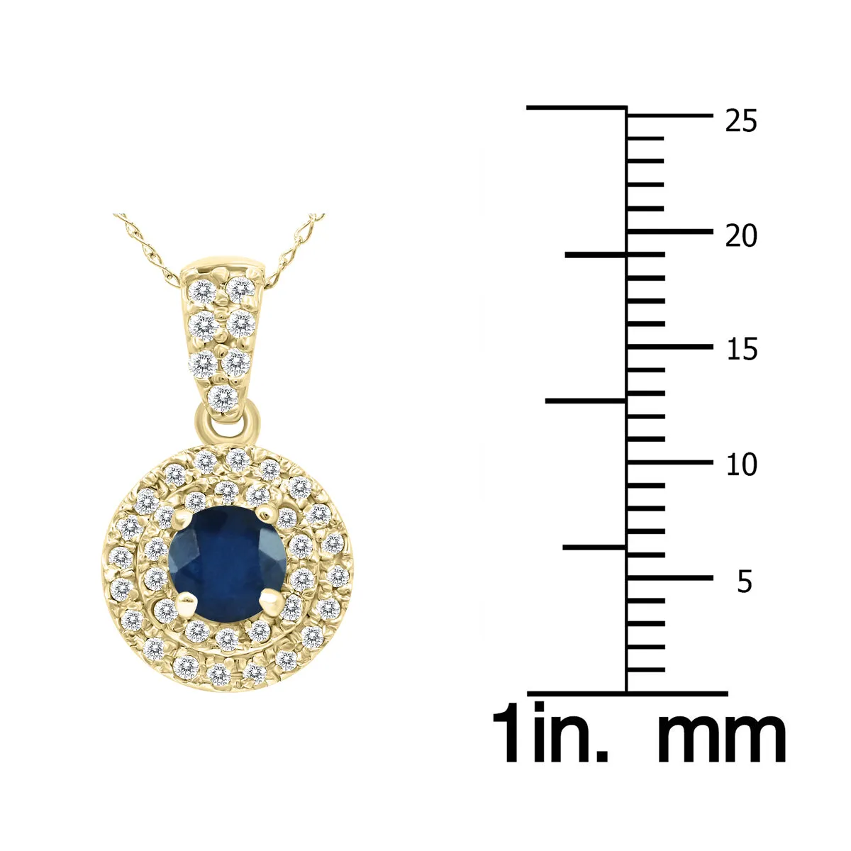 3/4 Carat Tw Double Halo Sapphire And Diamond Pendant In 10K Yellow Gold