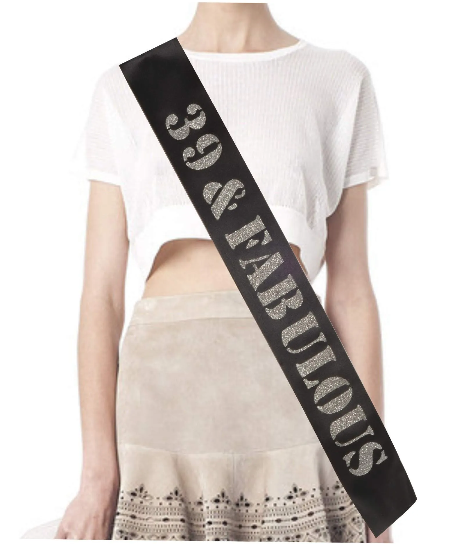 39th Birthday Tiara and Sash silver , 39th Birthday Gifts for lady, HAPPY 39th Birthday