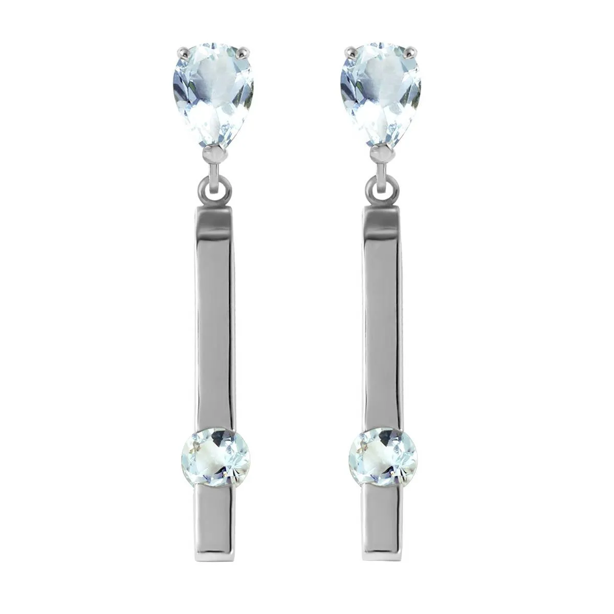 4.25 Carat 14K Solid White Gold Amethystple Charm Aquamarine Earrings