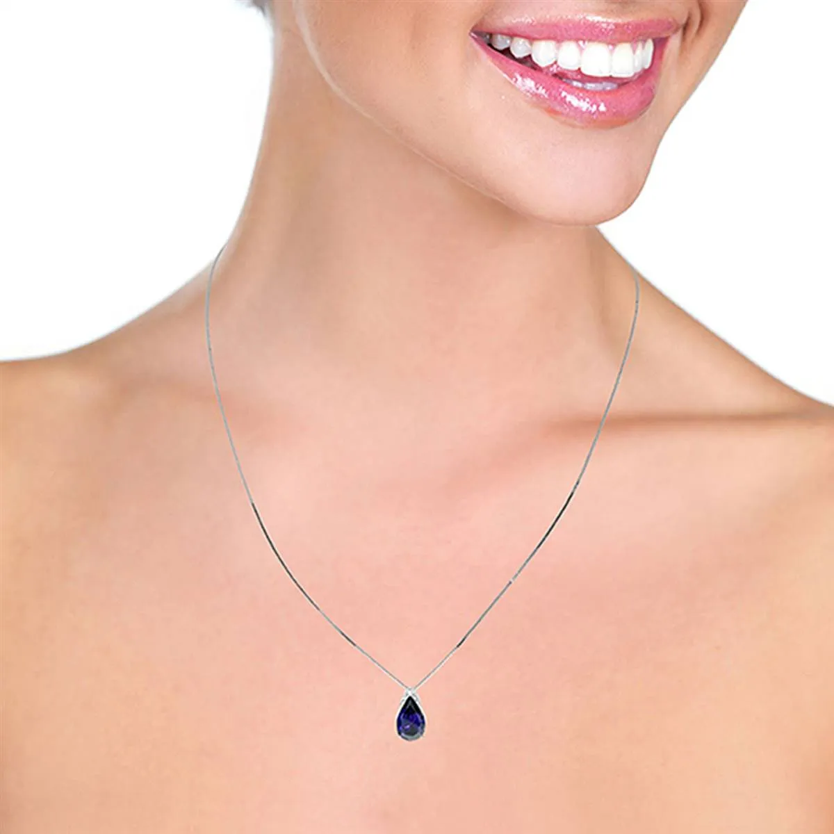 4.65 Carat 14K Solid White Gold Rising Angel Sapphire Necklace