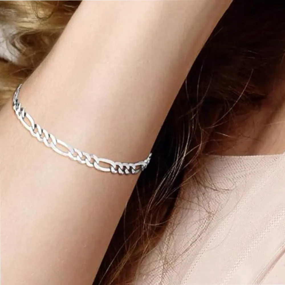 5mm Figaro Chain Bracelet For Men | 925 Silver Chain Made in Italy