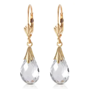 6 Carat 14K Bright Moon White Topaz Earrings