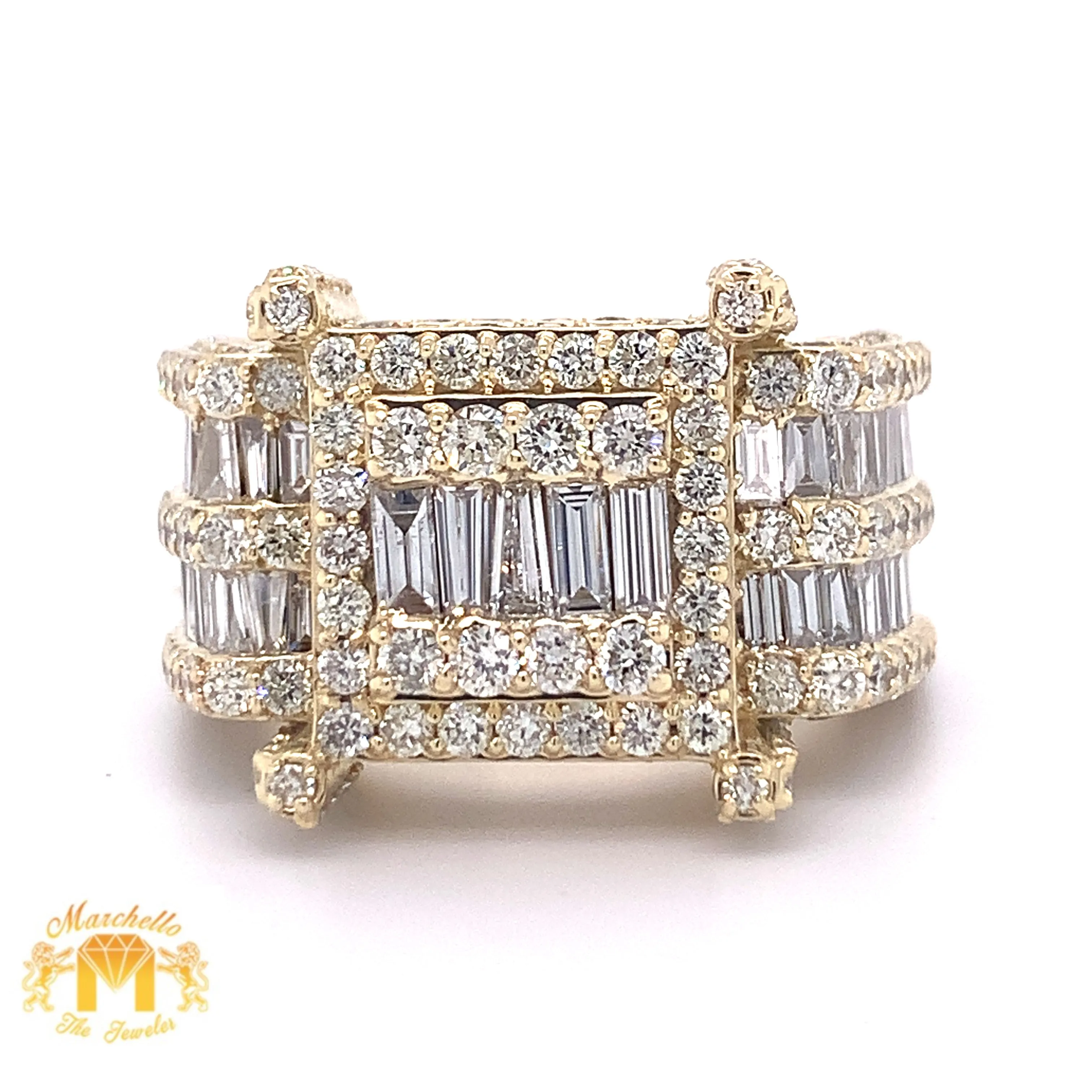 6ct XL Baguette Diamond and 14k Gold Monster #20 Ring