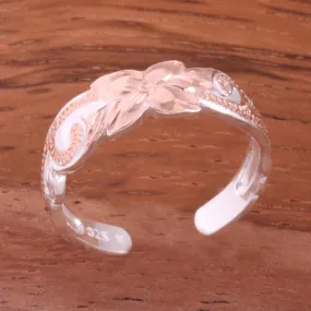 6mm Hawaiian Scroll Two Tone Pink Gold Plated Cut Out Edge Toe Ring