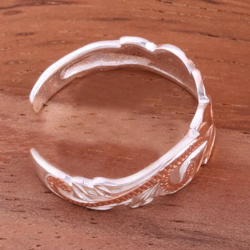 6mm Hawaiian Scroll Two Tone Pink Gold Plated Cut Out Edge Toe Ring