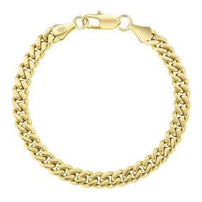 7mm 14K Gold/White Gold Flat Cuban Curb Bracelet