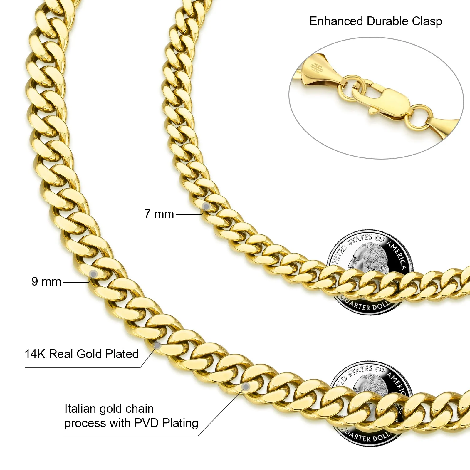 7mm 14K Gold/White Gold Flat Cuban Curb Bracelet
