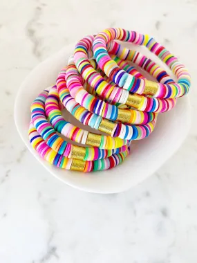 7" Multi Rainbow Heishi Bracelet