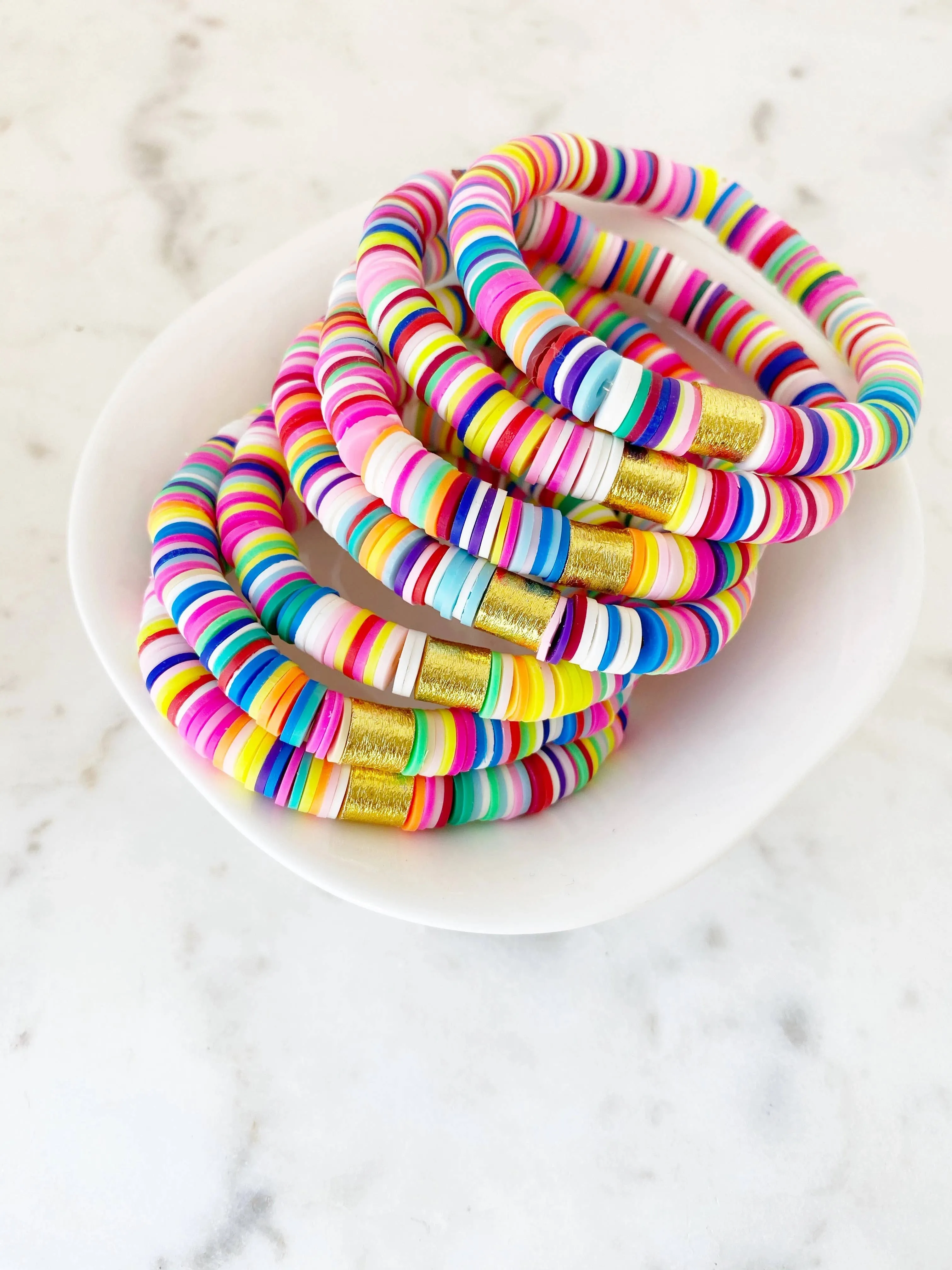 7" Multi Rainbow Heishi Bracelet