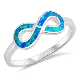 925 Silver Infinity Ring With Blue Opal Inlay