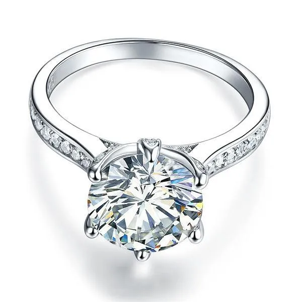 925 Sterling Silver Luxury Wedding Engagement Ring 3 Carat Created Zirconia Jewelry MXFR8228