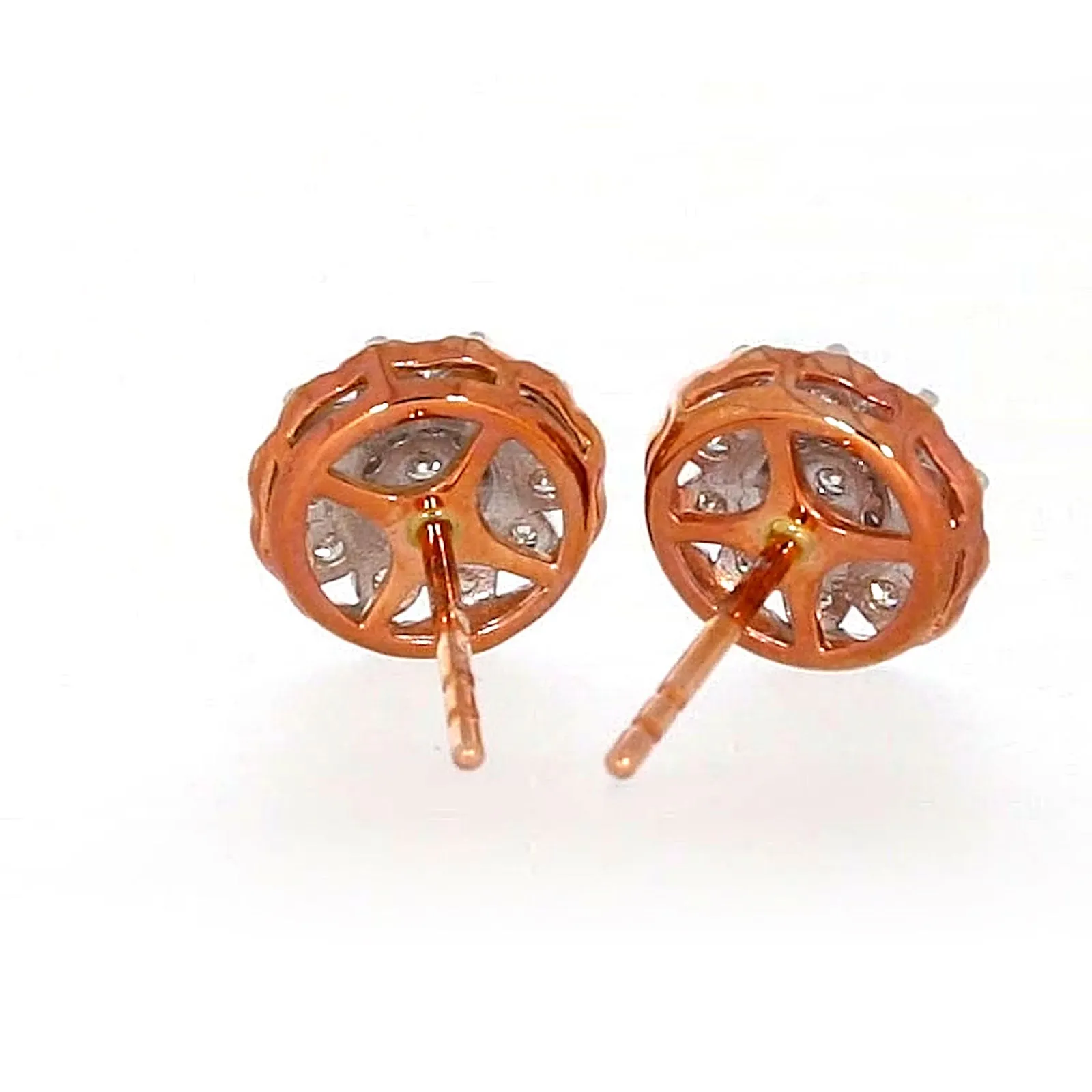 9ct Rose & White Gold Round Brilliant Cut 0.15 CARAT tw of Diamonds Stud Earrings