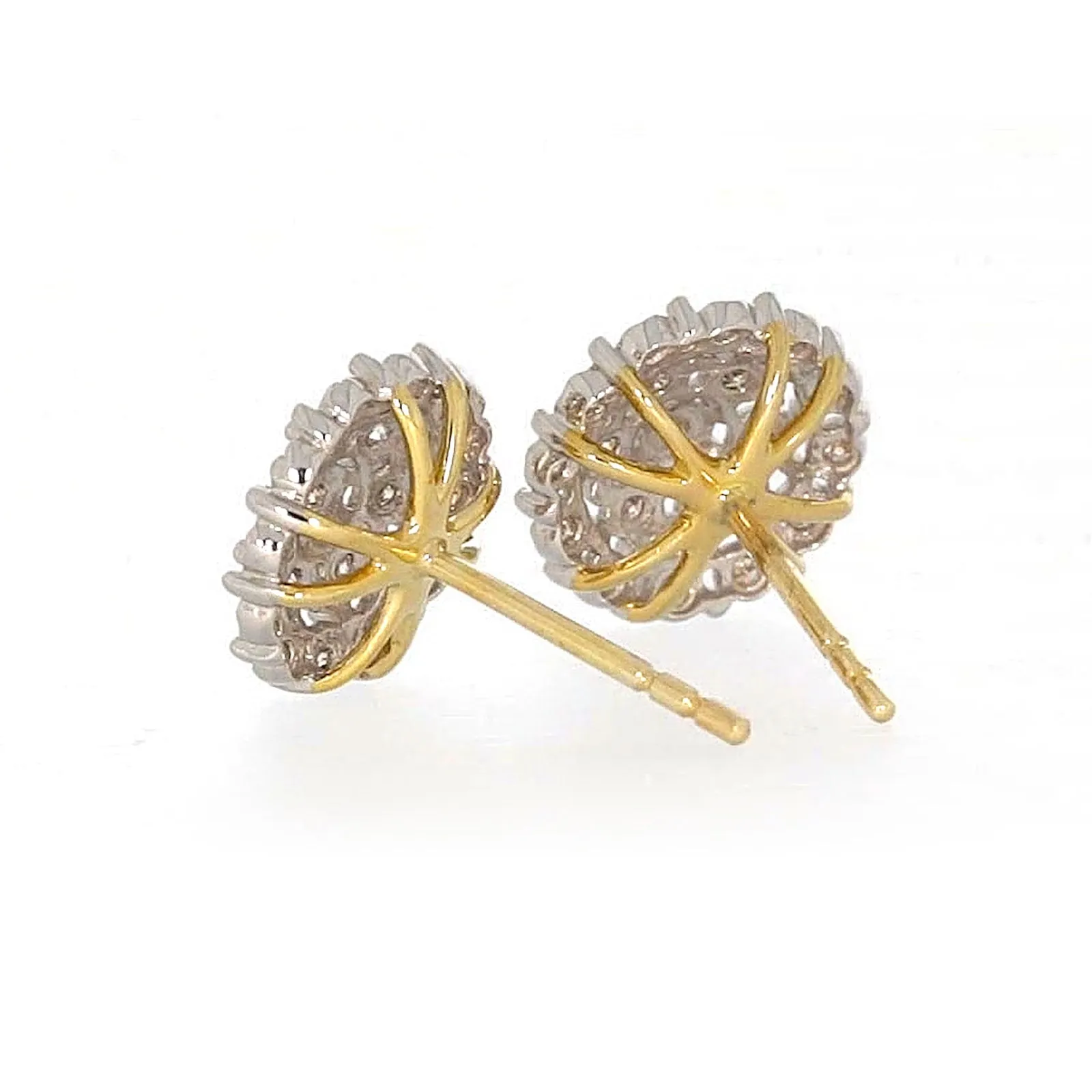 9ct Two Tone Gold Round Brilliant Cut 0.15 CARAT tw of Diamonds Stud Earrings