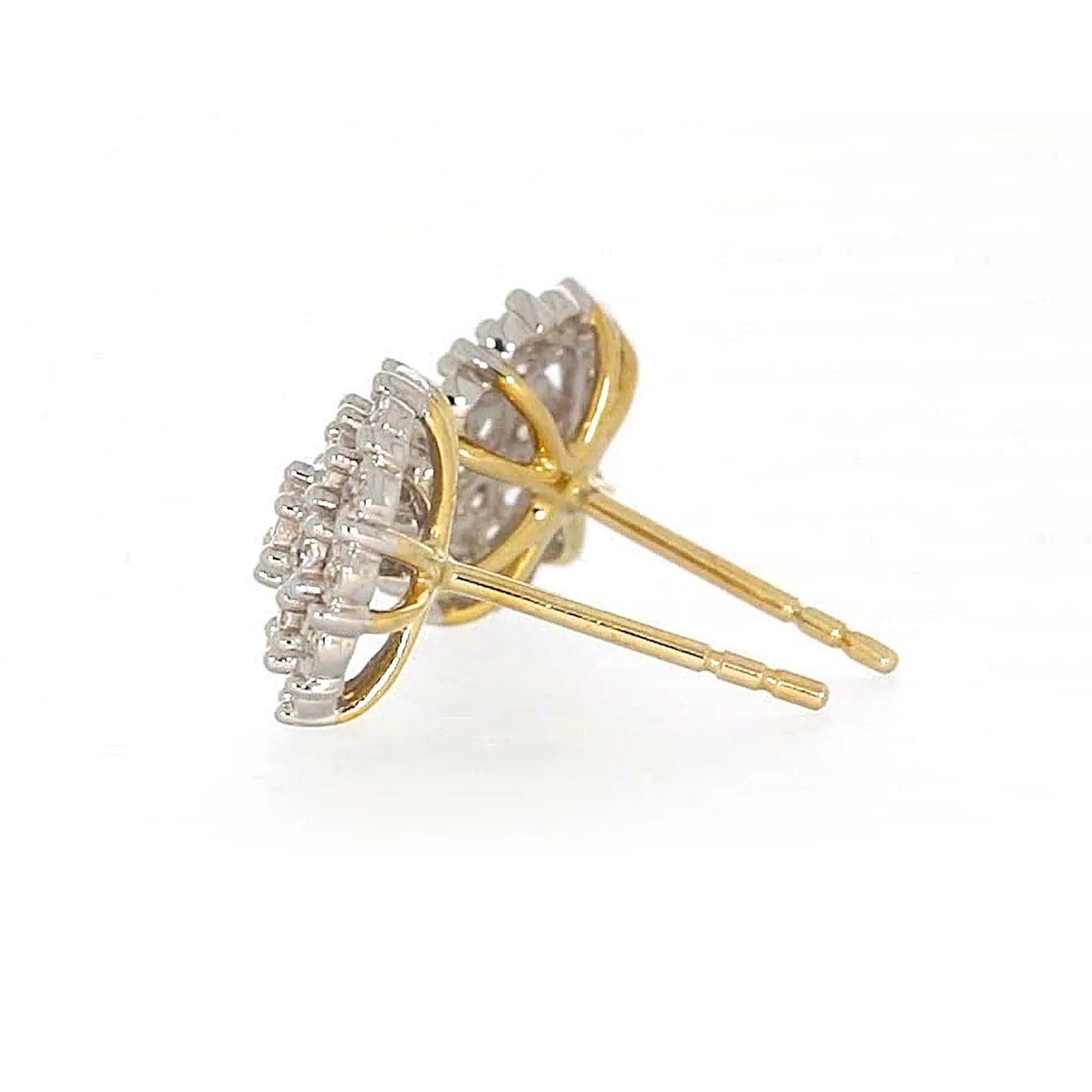 9ct Two Tone Gold Round Brilliant Cut 0.15 CARAT tw of Diamonds Stud Earrings