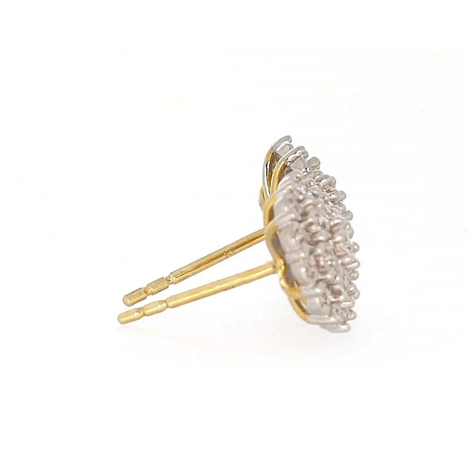 9ct Two Tone Gold Round Brilliant Cut 0.15 CARAT tw of Diamonds Stud Earrings