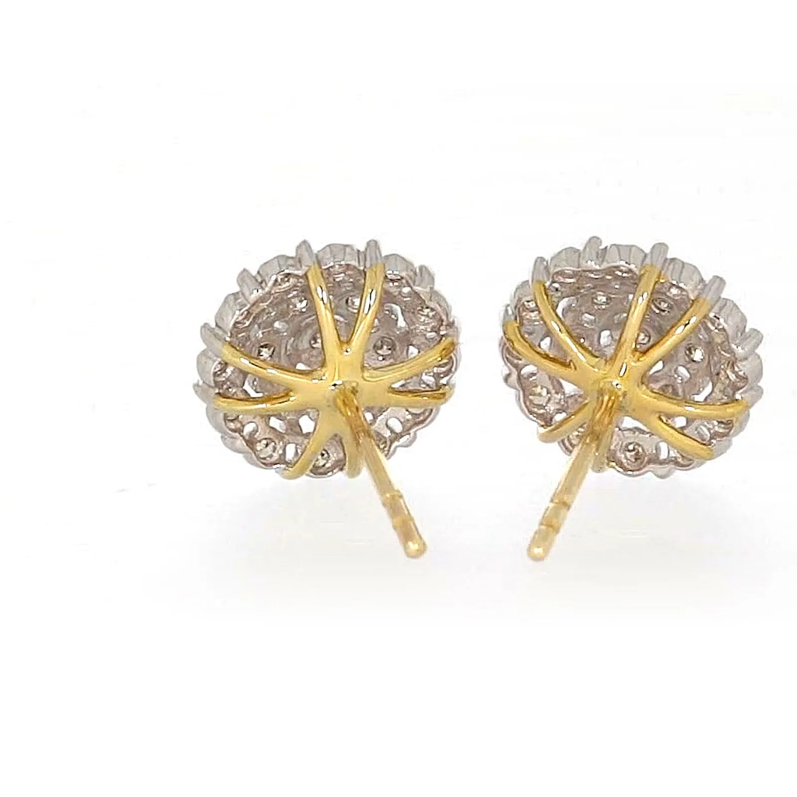 9ct Two Tone Gold Round Brilliant Cut 0.15 CARAT tw of Diamonds Stud Earrings