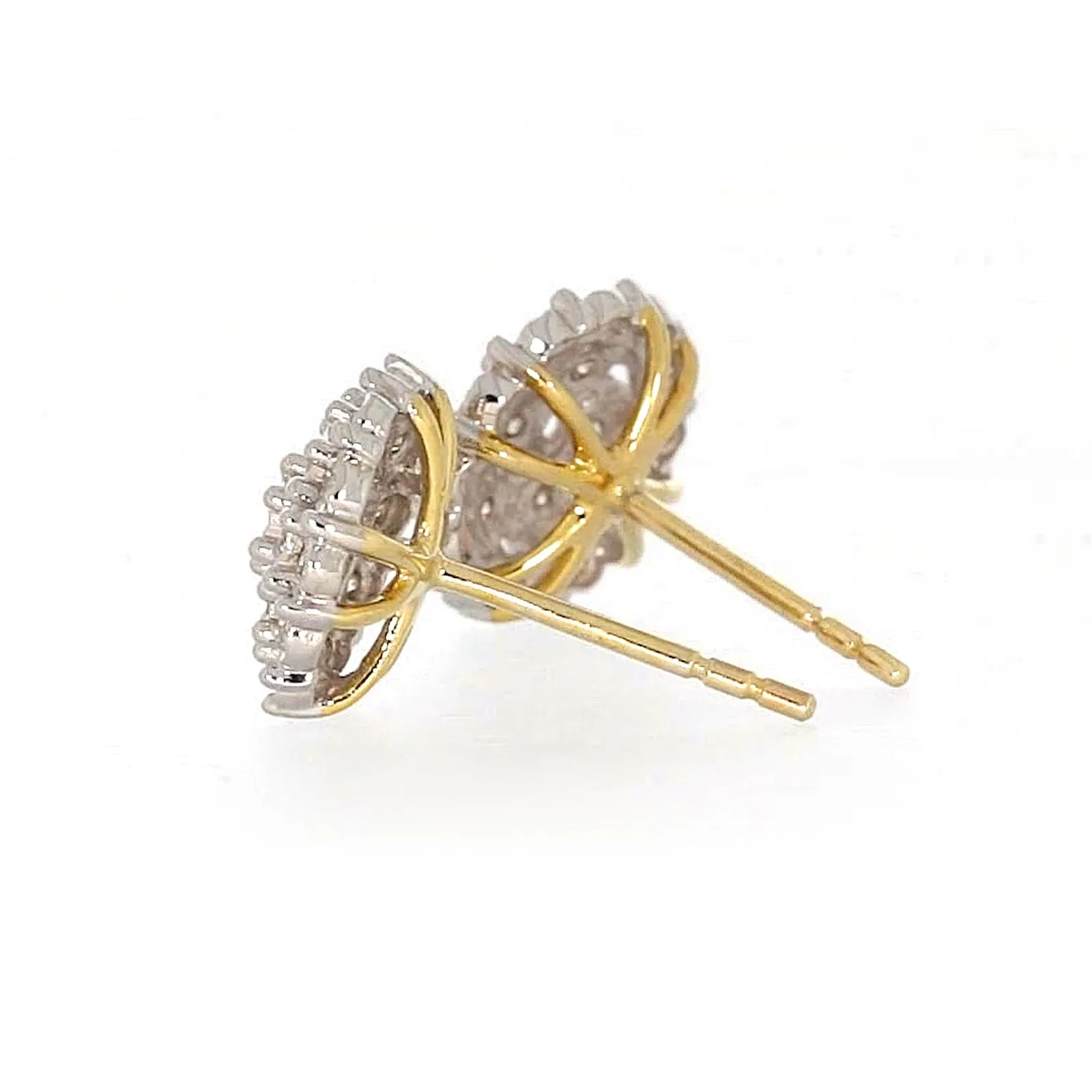 9ct Two Tone Gold Round Brilliant Cut 0.15 CARAT tw of Diamonds Stud Earrings