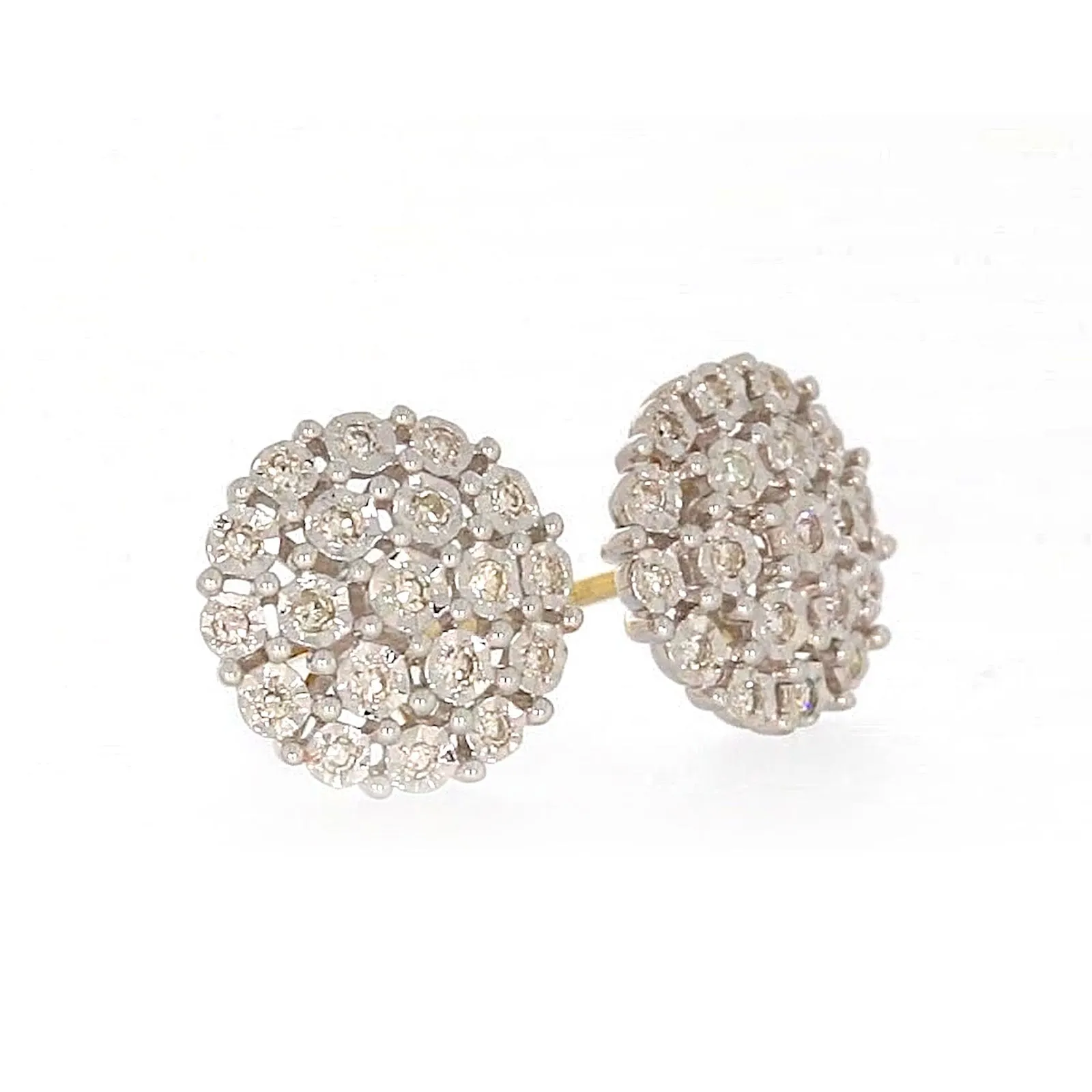 9ct Two Tone Gold Round Brilliant Cut 0.15 CARAT tw of Diamonds Stud Earrings