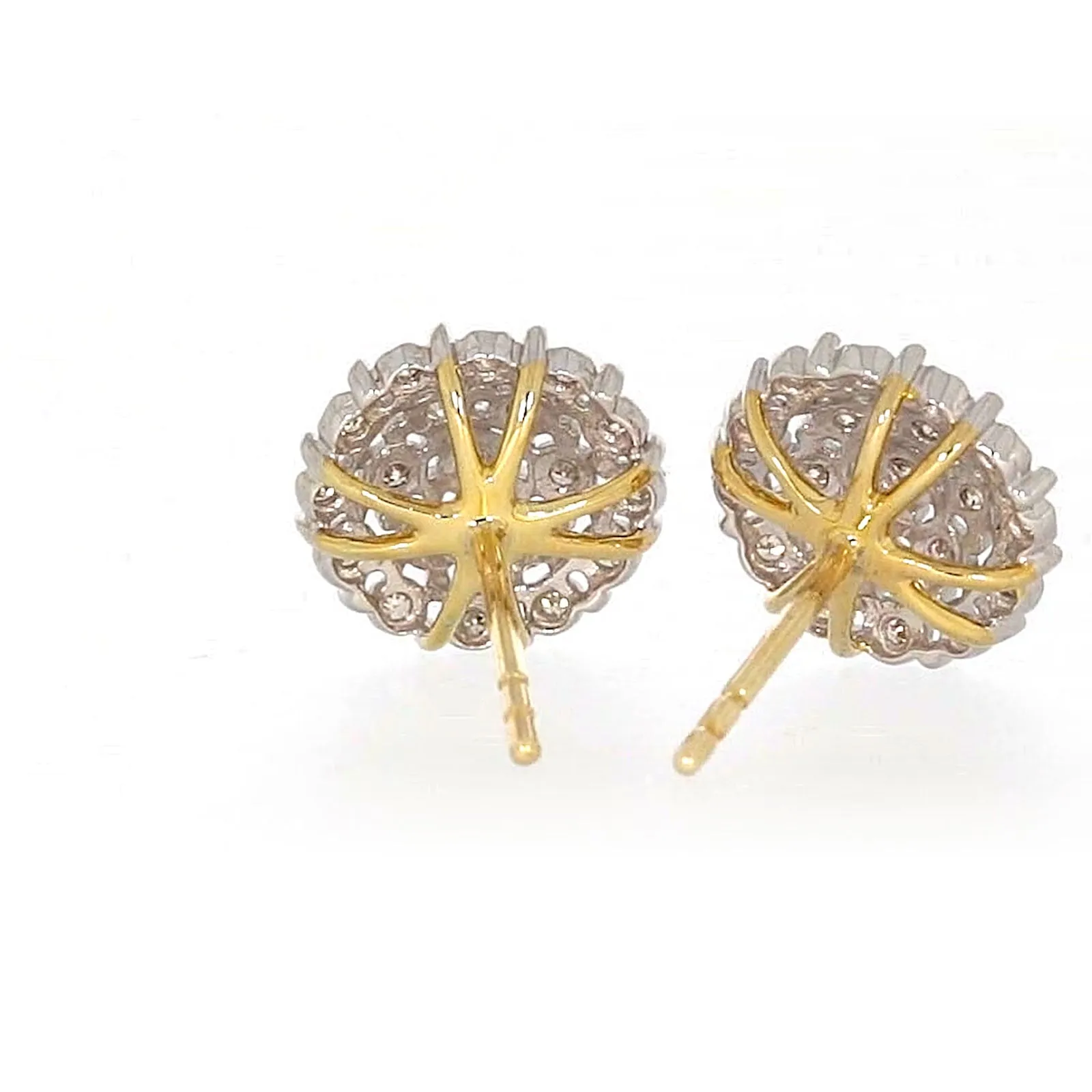 9ct Two Tone Gold Round Brilliant Cut 0.15 CARAT tw of Diamonds Stud Earrings