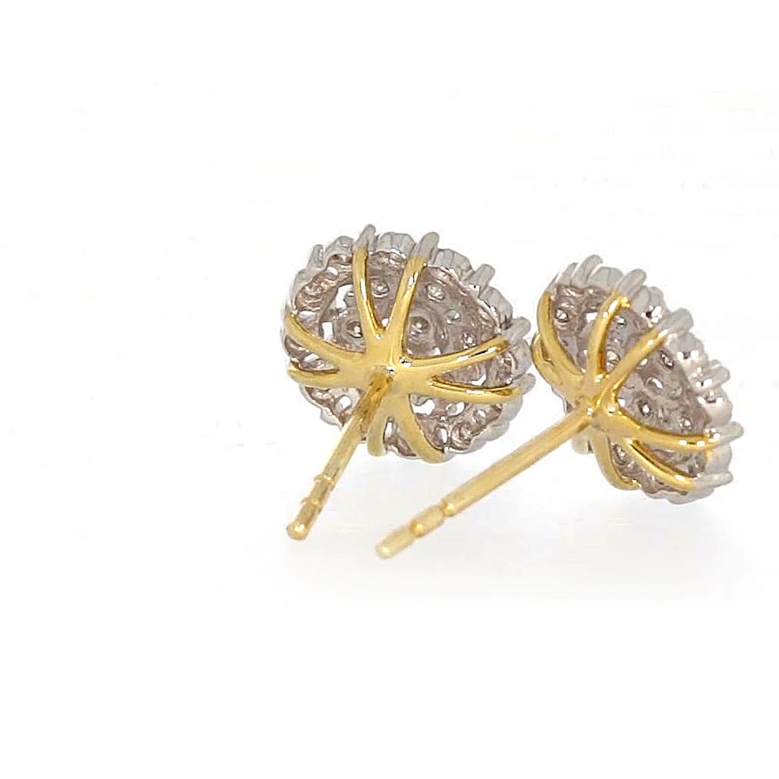 9ct Two Tone Gold Round Brilliant Cut 0.15 CARAT tw of Diamonds Stud Earrings