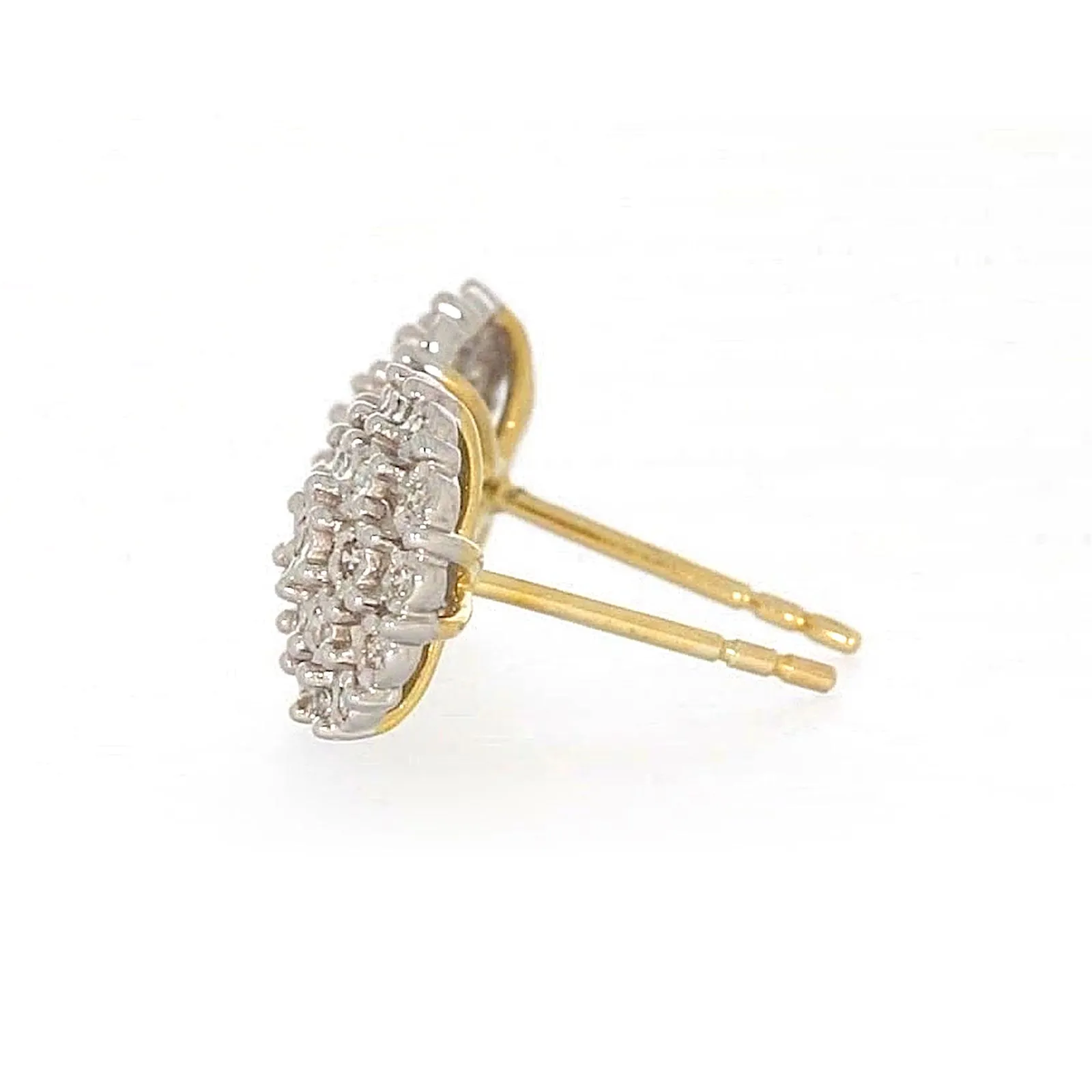 9ct Two Tone Gold Round Brilliant Cut 0.15 CARAT tw of Diamonds Stud Earrings
