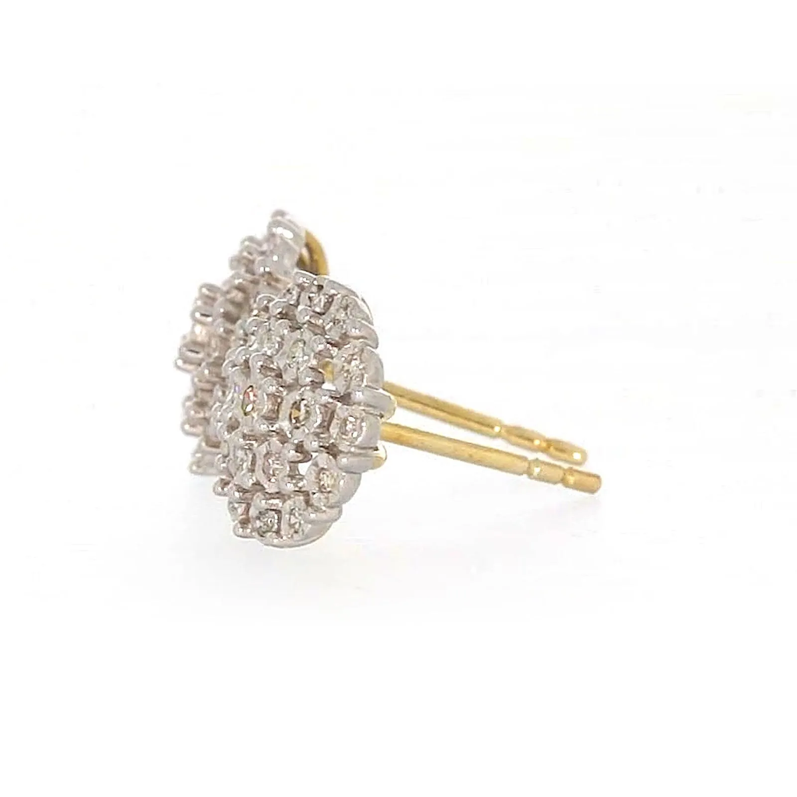 9ct Two Tone Gold Round Brilliant Cut 0.15 CARAT tw of Diamonds Stud Earrings